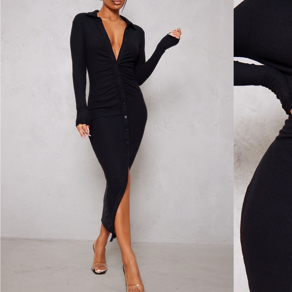 Pretty little things Black Long Sleeve Button-Down Dress